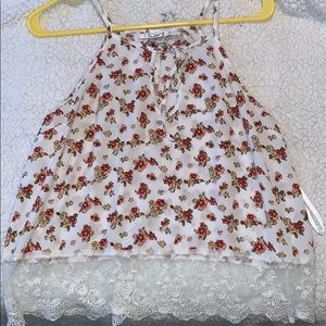 White Floral lace crop top